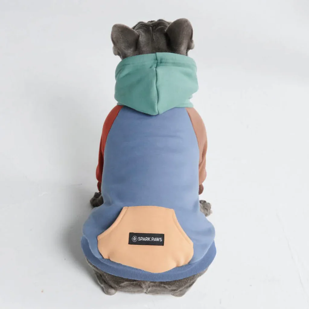 Felpa con cappuccio color block per cani - Image 35