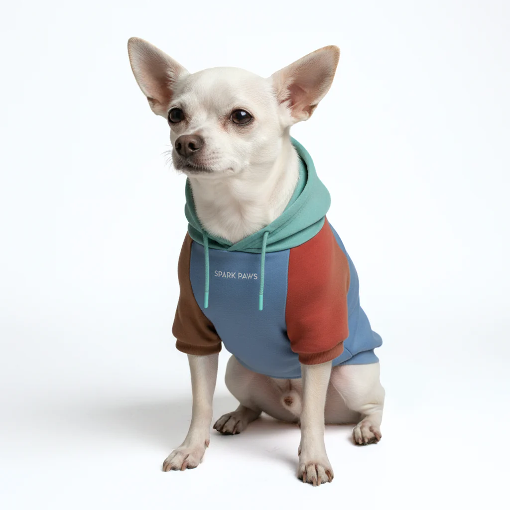 Felpa con cappuccio color block per cani - Image 26