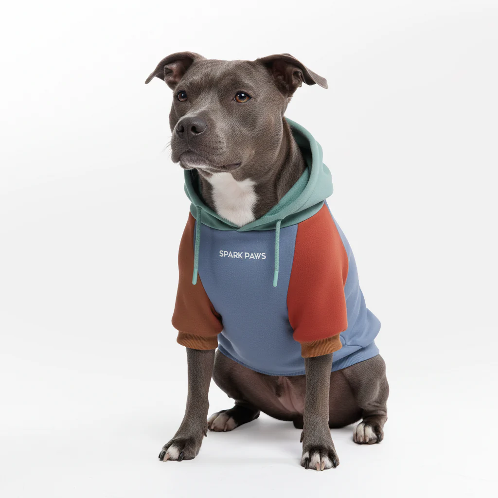 Felpa con cappuccio color block per cani - Image 30