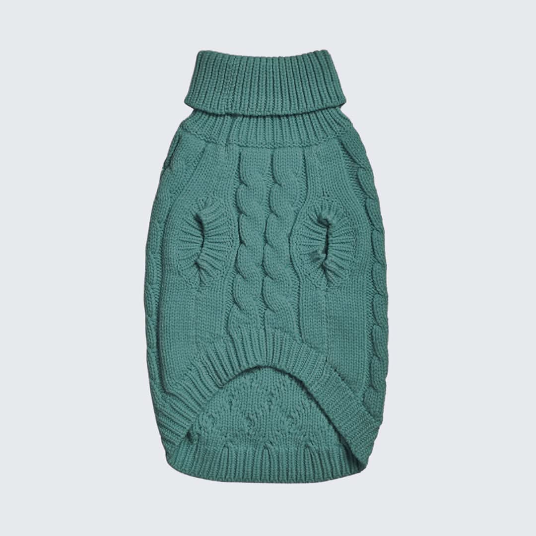 Maglione a trecce per can - Verde pino - Image 7