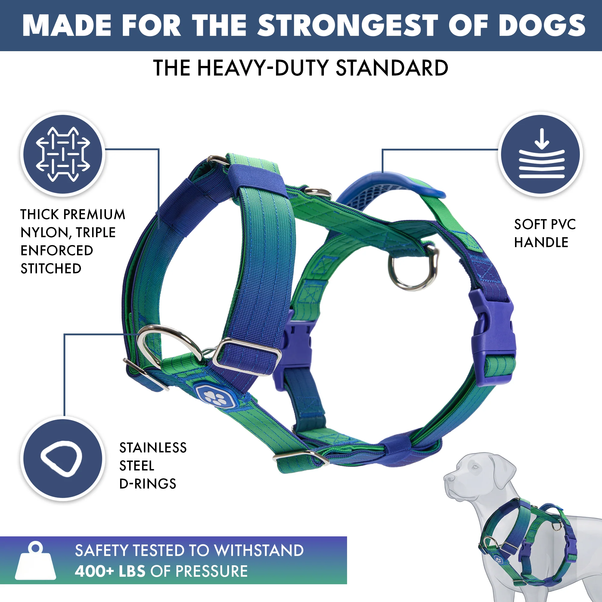Set di imbracatura per cani Comfort Control No-Pull (Multicolore) - Image 16