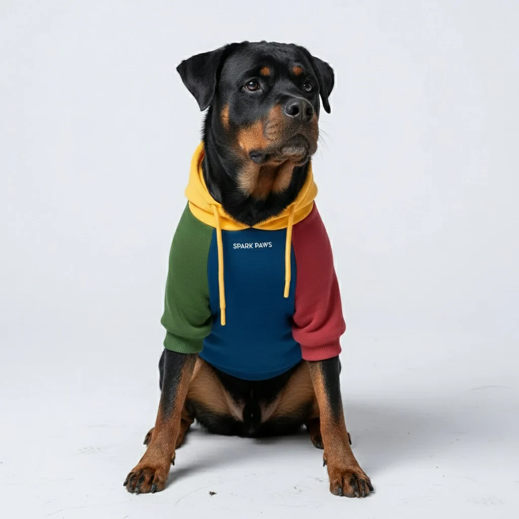 Felpa con cappuccio color block per cani - Image 19