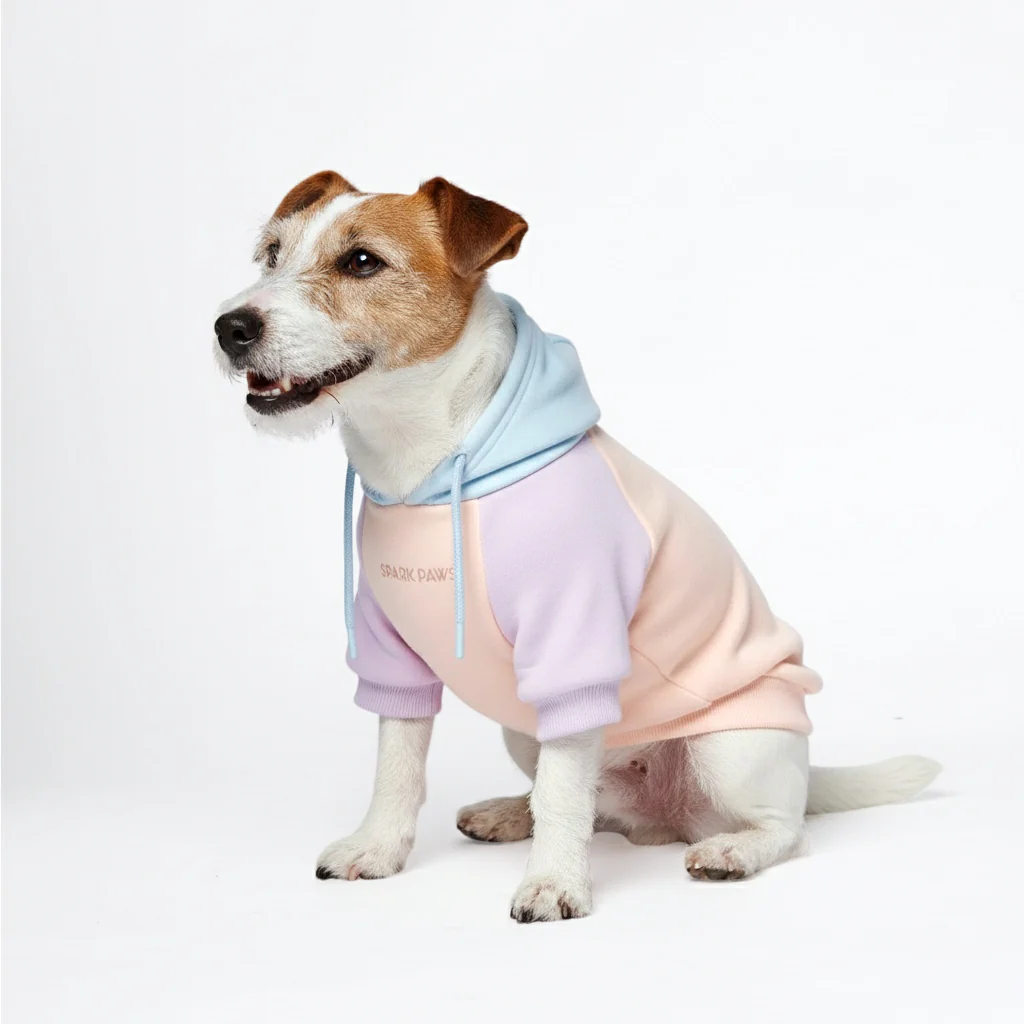 Felpa con cappuccio color block per cani - Image 40