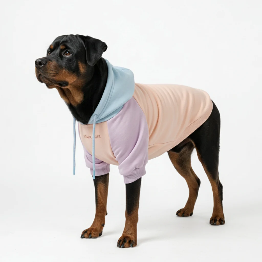 Felpa con cappuccio color block per cani - Image 44