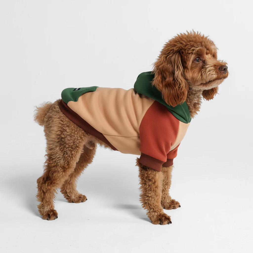 Felpa con cappuccio color block per cani - Image 50