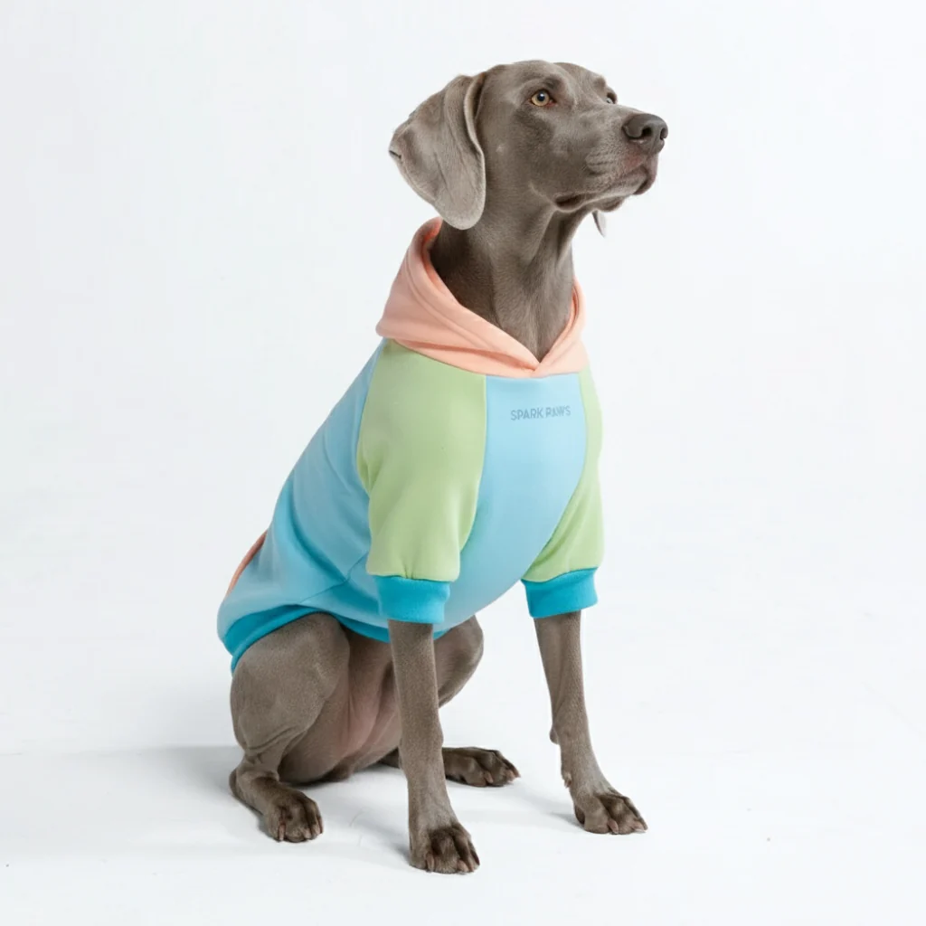 Felpa con cappuccio color block per cani - Image 76
