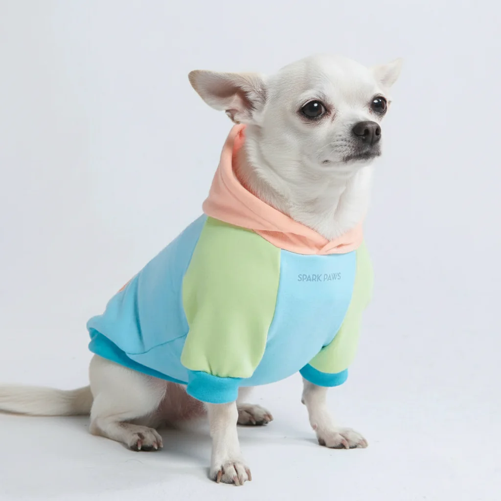 Felpa con cappuccio color block per cani - Image 77