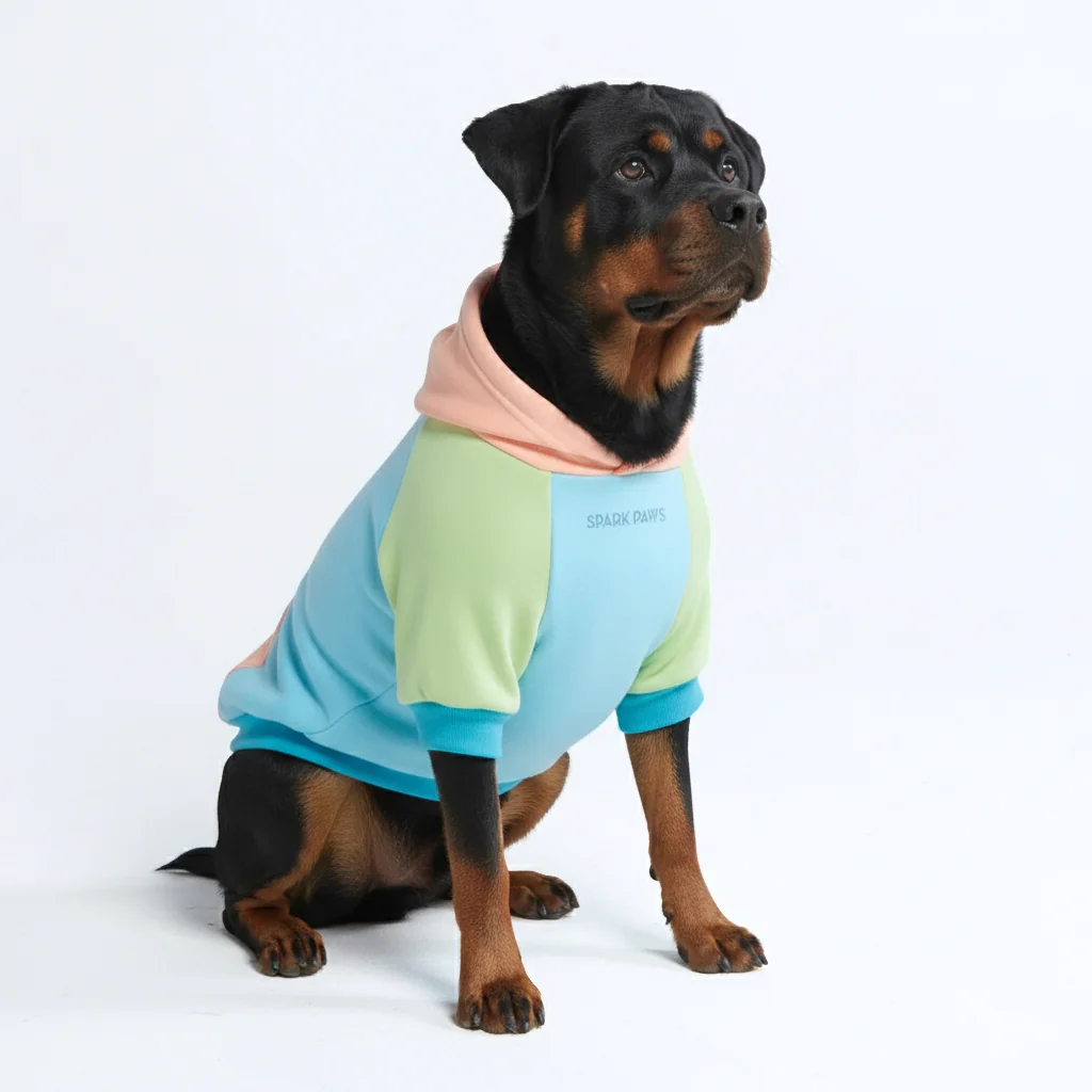 Felpa con cappuccio color block per cani - Image 81