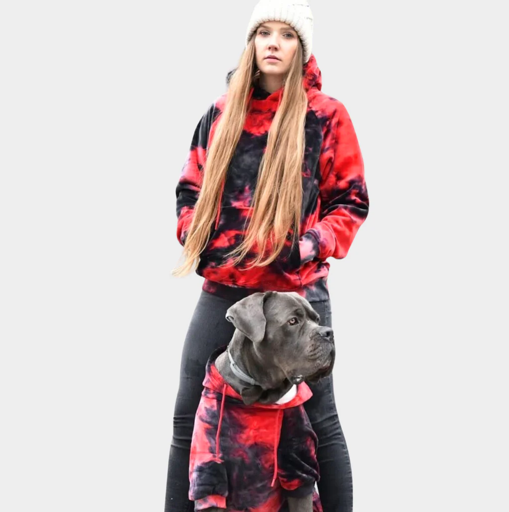 Maglione in Velluto per Umani - Rosso e Nero